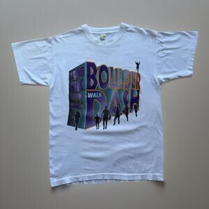 Vintage Boulder Boulder Shirt M White 90s Running Promo 10K Colorado Sportswear